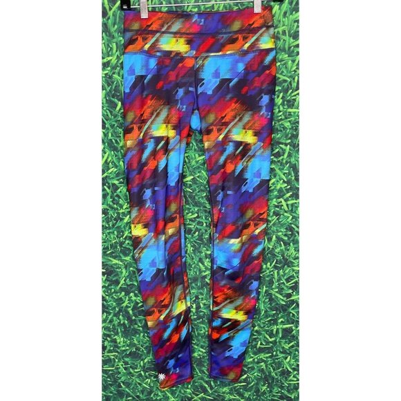 Athleta Sonar Colorburst Leggings Colorful Women’s XS Stretch Back Zip Pocket - Picture 2 of 5